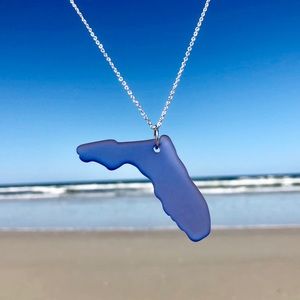 Florida Seaglass Necklace .925 chain